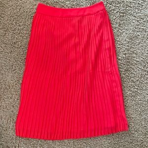 J. Crew red pleated midi skirt